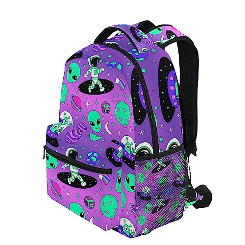 Backpack for Girl, Cute Astronauts and Alien in Space School Bookbag for Kids Elementary 3rd 4th 5th Grade