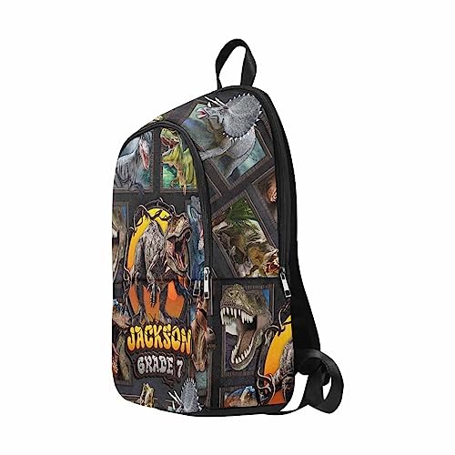 InterestPrint Personalized Animals School Bags for Boys, Custom Gray Frame Shoulders Bag Customized Knapsack Backpack Casual Daypack Travel Bag for Teenagers