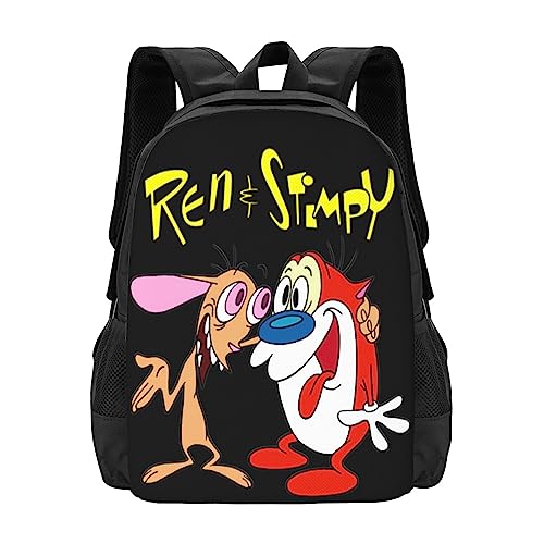 GLGFAS The Ren Anime Stimpy Show Backpack Large Capacity Leisure Travel Backpack Book Bag Outgoing Daypack 12.5x5.5x16.5 inch