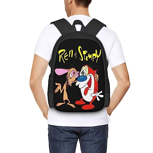 GLGFAS The Ren Anime Stimpy Show Backpack Large Capacity Leisure Travel Backpack Book Bag Outgoing Daypack 12.5x5.5x16.5 inch