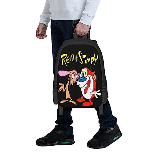 GLGFAS The Ren Anime Stimpy Show Backpack Large Capacity Leisure Travel Backpack Book Bag Outgoing Daypack 12.5x5.5x16.5 inch