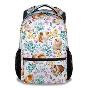 knowphst guinea pig girls backpack for school, 16 inch white backpacks for kids, cute lightweight bookbag for travel