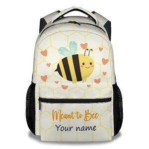 knowphst personalized bee backpack for girls boys, 16 inch cute backpack for school, yellow, large capacity, durable, lightweight bookbag for kids travel
