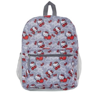 fast forward hello kitty backpack for girls, 16 inch, red and grey