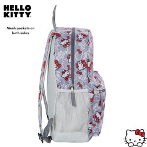 Fast Forward Hello Kitty Backpack for Girls, 16 inch, Red and Grey