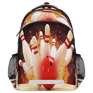 lakefvgk abstract fire bowling ball backpacks for girls boys school portable wide shoulder strap large capacity school kids backpack with reflective strip travel bag college student casual daypack