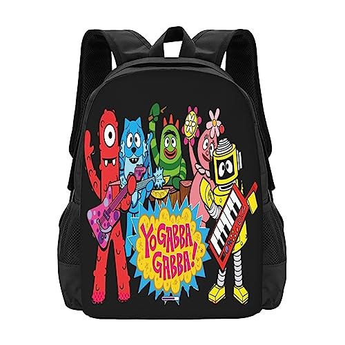 Pobecan Yo Gabba Anime Gabba! Backpack Large Capacity Leisure Travel Backpack Book Bag Outgoing Daypack 12.5x5.5x16.5 inch