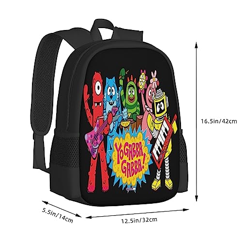 Pobecan Yo Gabba Anime Gabba! Backpack Large Capacity Leisure Travel Backpack Book Bag Outgoing Daypack 12.5x5.5x16.5 inch