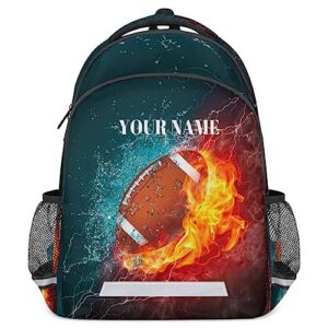 fzdxzjj custom name backpack for boys teens american football personalized 16 inch kids backpack cool sport ball middle schoolbag primary elementary student bookbag for back to school gift