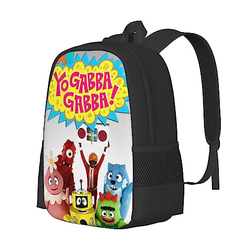 Pobecan Yo Gabba Anime Gabba! Backpack Large Capacity Leisure Travel Backpack Book Bag Outgoing Daypack 12.5x5.5x16.5 inch