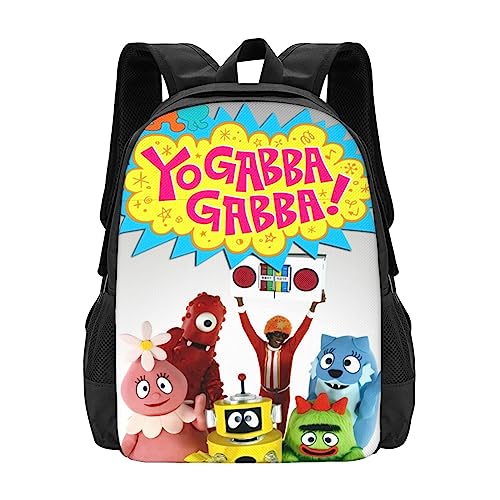 Pobecan Yo Gabba Anime Gabba! Backpack Large Capacity Leisure Travel Backpack Book Bag Outgoing Daypack 12.5x5.5x16.5 inch