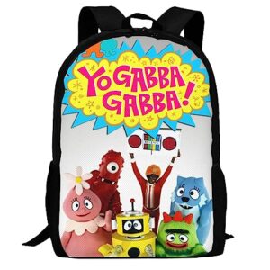 Pobecan Yo Gabba Anime Gabba! Backpack Large Capacity Leisure Travel Backpack Book Bag Outgoing Daypack 12.5x5.5x16.5 inch