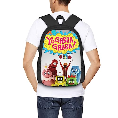 Pobecan Yo Gabba Anime Gabba! Backpack Large Capacity Leisure Travel Backpack Book Bag Outgoing Daypack 12.5x5.5x16.5 inch