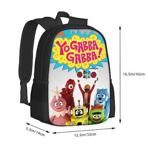 Pobecan Yo Gabba Anime Gabba! Backpack Large Capacity Leisure Travel Backpack Book Bag Outgoing Daypack 12.5x5.5x16.5 inch