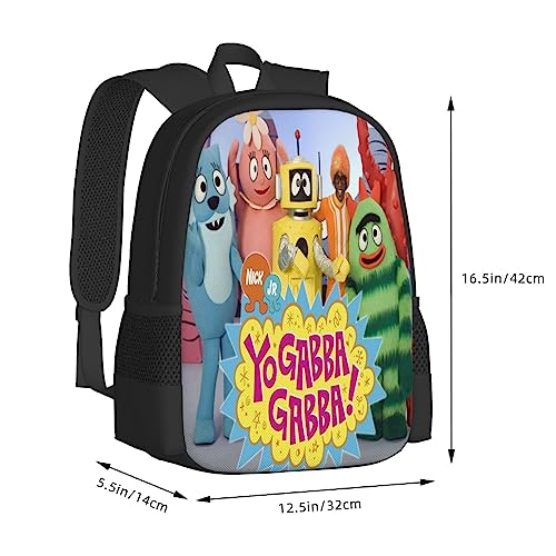 Pobecan Yo Gabba Anime Gabba! Backpack Large Capacity Leisure Travel Backpack Book Bag Outgoing Daypack 12.5x5.5x16.5 inch