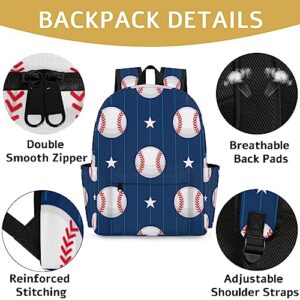 Bardic Backpack for Kids Kindergarten Boys Girls Backpack Metal Double Zipper Lightweight School Bookbag Travel Backpack - Baseball Pattern