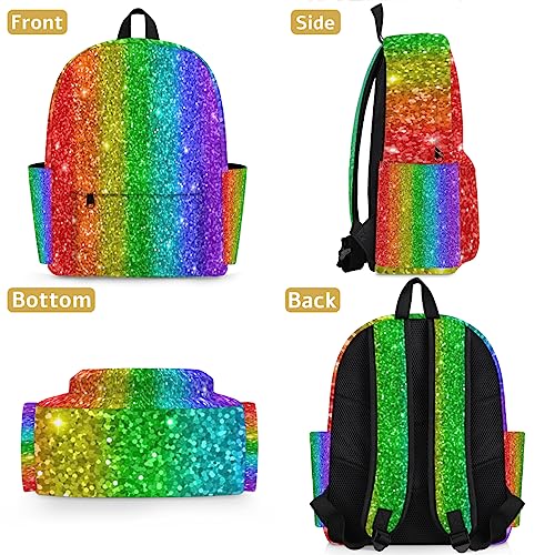 Bardic Backpack for Kids Kindergarten Boys Girls Backpack Metal Double Zipper Lightweight School Bookbag Travel Backpack - Rainbow Glitter Star