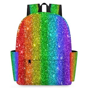 bardic backpack for kids kindergarten boys girls backpack metal double zipper lightweight school bookbag travel backpack - rainbow glitter star