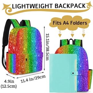 Bardic Backpack for Kids Kindergarten Boys Girls Backpack Metal Double Zipper Lightweight School Bookbag Travel Backpack - Rainbow Glitter Star