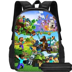dkxhz game cartoon backpack sports bag 3d printing large capacity portable large capacity packsack for boys and girls-3