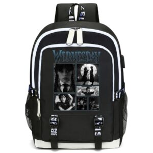 flyzkuo boys girls backpack wednesday laptop backpack book bag daypack schoolbag