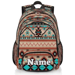 Herdesigns Aztec Print Custom Backpack for Men Women Adult Aztec Geometric Personalized Lightweight Casual Laptop Backpack Customized Computer Hiking Gym Travel Travel Daypack with Name