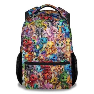 nicefornice dragon backpacks kids, 16 inch cute backpack for school, colorful lightweight bookbag for girls