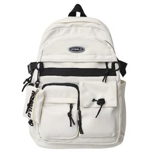 mininai 2023 preppy backpack with coin purse y2k japanese harajuku backpack aesthetic cool college daypack fit 15.6" laptop (white,one size)