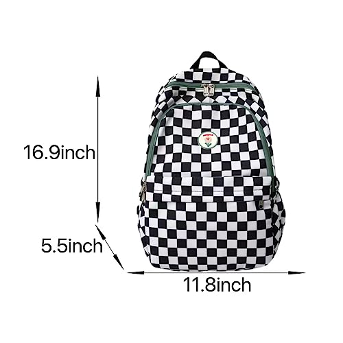 MININAI Cute Checkered Backpack Fit 15.6 Inch Laptop Checkerboard Light Academia Aesthetic Kawaii Preppy Y2k Backpack (Blue,One Size)