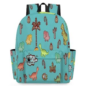bardic backpack for kids kindergarten boys girls backpack metal double zipper lightweight school bookbag travel backpack - dinosaurs,dino cactus cyan