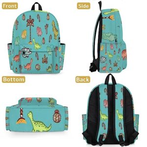 Bardic Backpack for Kids Kindergarten Boys Girls Backpack Metal Double Zipper Lightweight School Bookbag Travel Backpack - Dinosaurs,dino Cactus Cyan