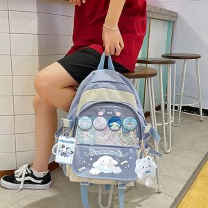 ksnyadw Cute Cool Backpack for Girls, Kawaii Cartoon Backpack with Kawaii Pins Accessories,Middle School Students Bookbag Daypack with USB Charge Port