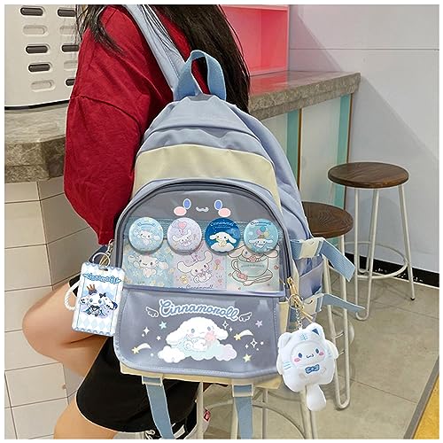 ksnyadw Cute Cool Backpack for Girls, Kawaii Cartoon Backpack with Kawaii Pins Accessories,Middle School Students Bookbag Daypack with USB Charge Port