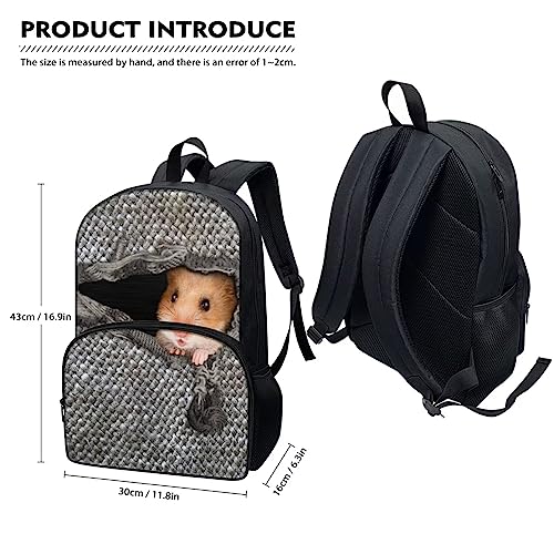 Belidome 3D Animal Hamster Backpack for School Custom Name Personalized Bookbag with Front Pockets Zipper Schoolbag for Elementary Primary Kids Cute Daypack Rucksack