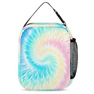 Mrokouay Custom School Backpack with Lunch Bag Pencil Case Colorful Tie Dye Personalized 3 in 1 Bookbags Set Customization Backpack for Girls Boys