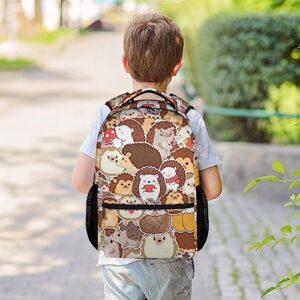 CUNEXTTIME Hedgehog Backpack for Girls Boys, 16 Inch Brown Backpacks for School, Cute Lightweight Durable Bookbag for Kids