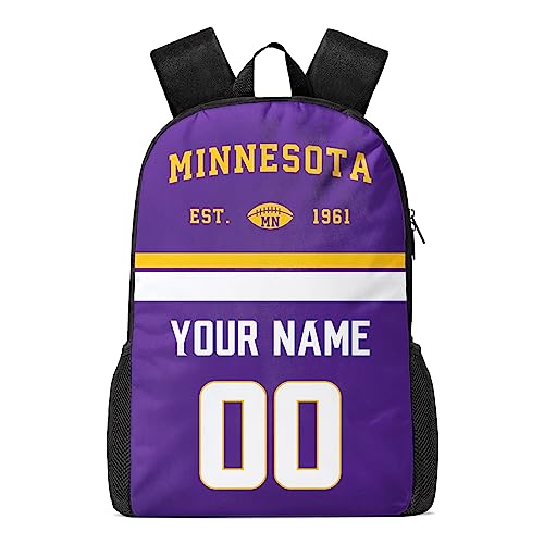 Minnesota Custom Backpack with Name and Number Backpack for Men Women Gifts