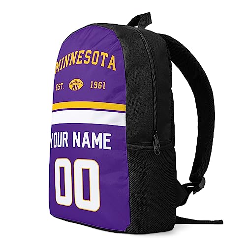 Minnesota Custom Backpack with Name and Number Backpack for Men Women Gifts