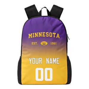 Minnesota Custom Backpack with Name and Number Backpack for Men Women Gifts