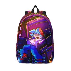 dhoutsl canvas backpacks friday night anime funkin laptop backpack unisex multipurpose double shoulder bag for camping travle work hiking gifts