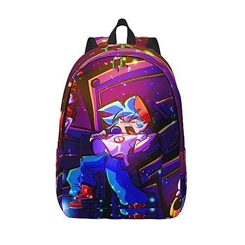 DHOUTSL Canvas Backpacks Friday Night Anime Funkin Laptop Backpack Unisex Multipurpose Double Shoulder Bag for Camping Travle Work Hiking Gifts