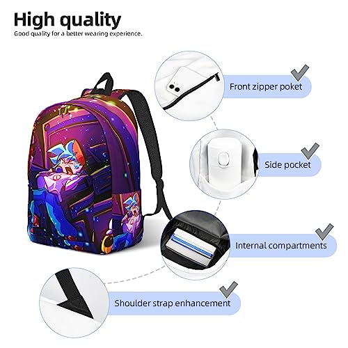 DHOUTSL Canvas Backpacks Friday Night Anime Funkin Laptop Backpack Unisex Multipurpose Double Shoulder Bag for Camping Travle Work Hiking Gifts