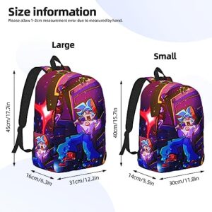 DHOUTSL Canvas Backpacks Friday Night Anime Funkin Laptop Backpack Unisex Multipurpose Double Shoulder Bag for Camping Travle Work Hiking Gifts