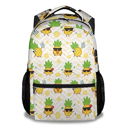 KAXVZER Pineapple Backpack for Girls - 16 Inch Yellow Backpacks for School - Cute Lightweight Bookbag for Kids