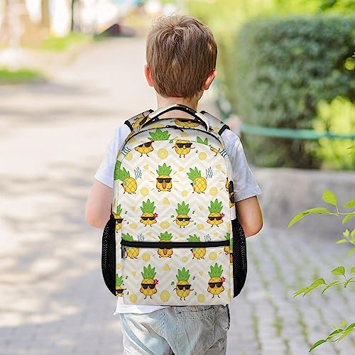 KAXVZER Pineapple Backpack for Girls - 16 Inch Yellow Backpacks for School - Cute Lightweight Bookbag for Kids