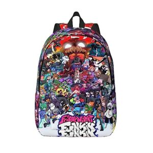 dhoutsl canvas backpacks friday night anime funkin laptop backpack unisex multipurpose double shoulder bag for camping travle work hiking gifts