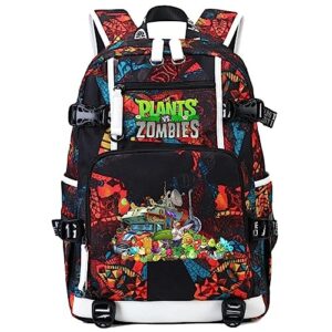 isaikoy game plants vs. zombies backpack shoulder bag bookbag school bag daypack satchel laptop bag color red21