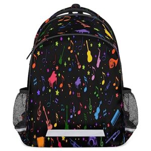 yocosy cute black colorful music guitar backpack school bookbag laptop purse casual daypack for teen girls women boys men college travel