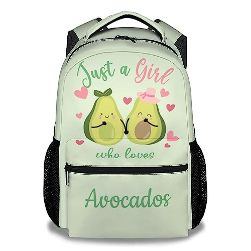 KNOWPHST Avocado Backpacks for Girls - 16 Inch Cute Backpack for School - Green, Large Capacity, Durable, Lightweight Bookbag for Kids, Travel