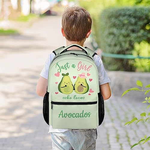 KNOWPHST Avocado Backpacks for Girls - 16 Inch Cute Backpack for School - Green, Large Capacity, Durable, Lightweight Bookbag for Kids, Travel